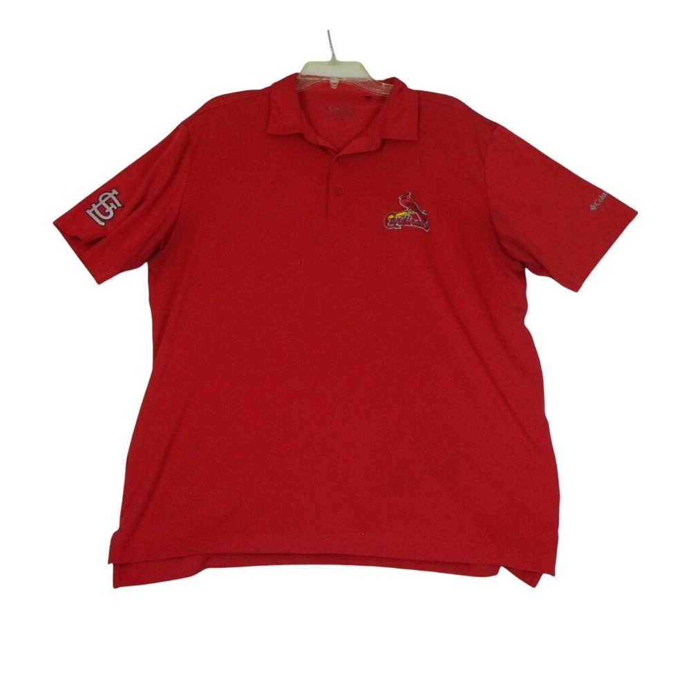 Columbia Golf Mens Size XL Red St. Louis Cardinals Polo‎ Shirt